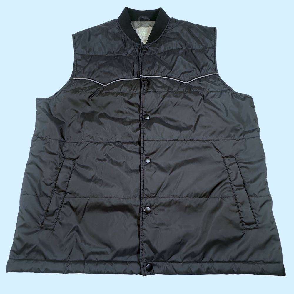 Stussy Mens Puffer Vest Dark Navy Blue Western Yoke Thermolite Insulation
